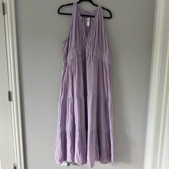 NWT Old Navy Light Purple Pleated Gauze Maxi Dress - Picture 2 of 12